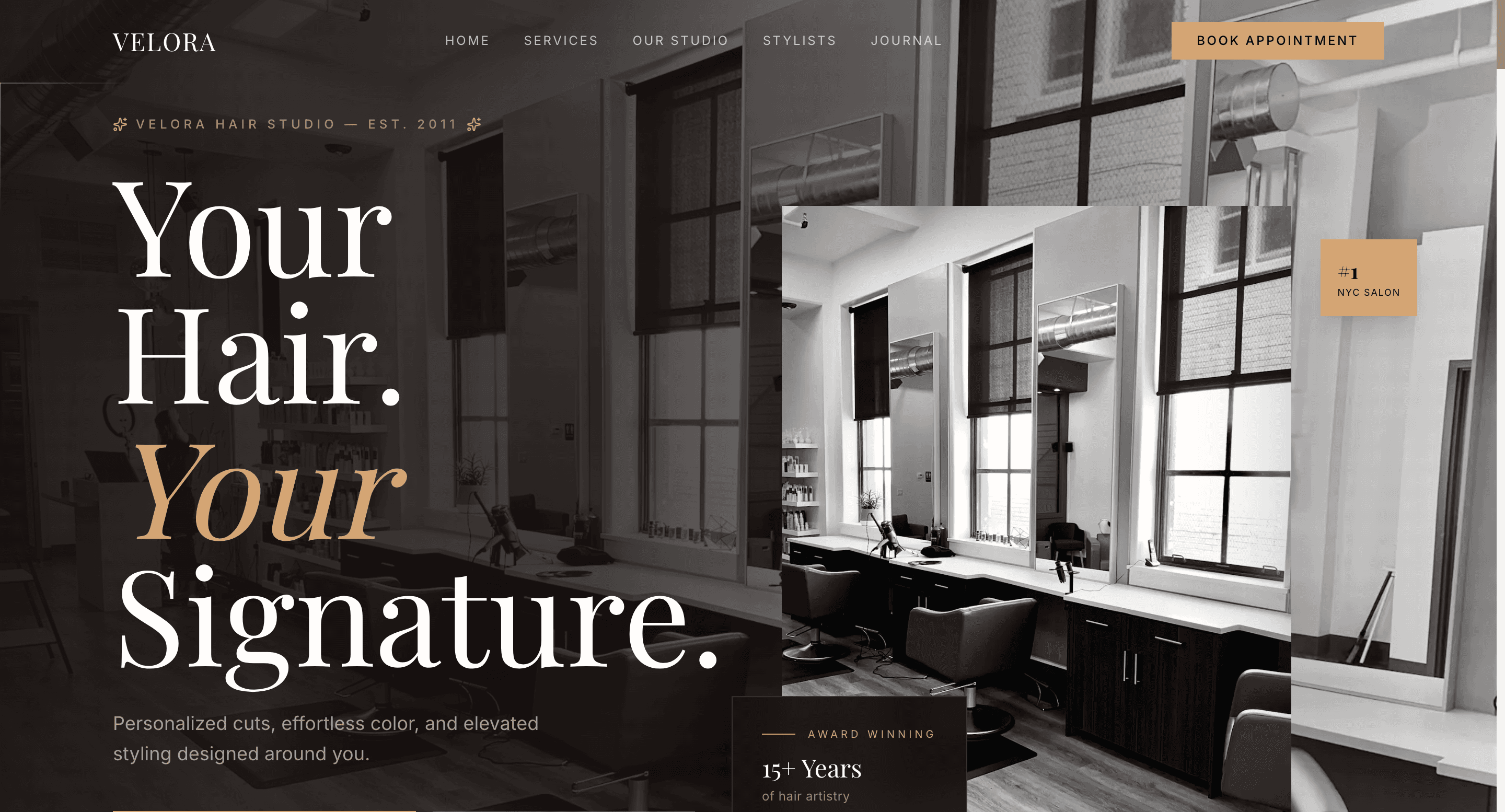 Velora Hair Studio — product screenshot